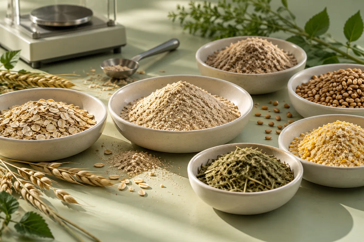 Illustration of grain and fiber samples for formulation assessment